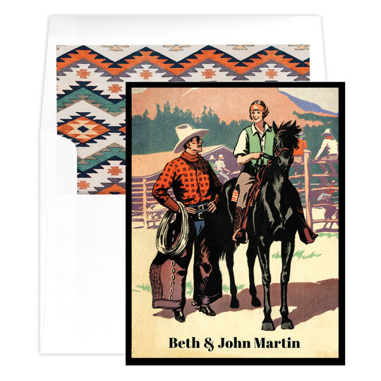 Retro Ranch Couple Folded Note Cards